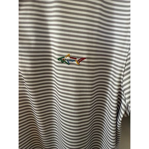Greg Norman Five Iron Grey White Striped Golf Polo Men's M - Picture 3 of 7